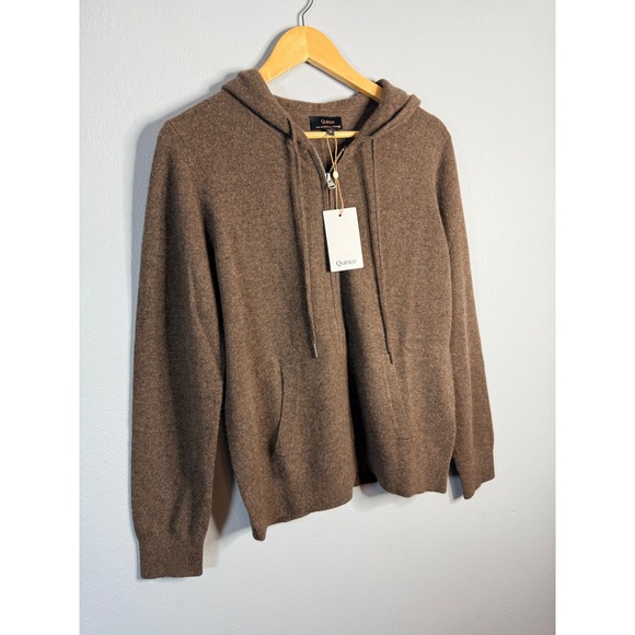 Quince Mongolian Cashmere Full-Zip Hoodie Medium Brown NWT - Picture 2 of 7